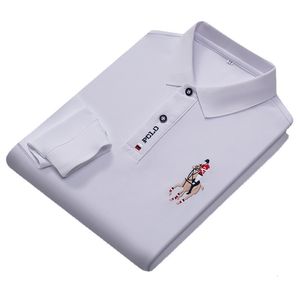 Camisetas masculinas bordados de manga longa de manga comprida camisa de camisa de pólo casual camisa de lapela masculina 230313