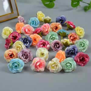 100Pcs Mini Flower Heads Silk Fake Rose Daisy Colorful Craft Flowers Small Flower Embellishments DIY Flower Decoration for Home Wedding