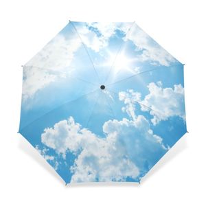 Guarda -chuvas Creative Sky Luxo Moda de Luxo Três Dobring Umbrella Rain Mulheres Proteção ao Sol Proteção do Sol para Vento Durável Parapluie 230314