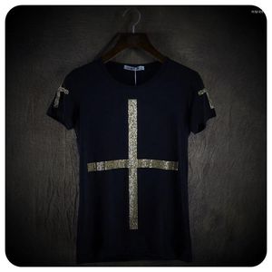 Männer T Shirts High-end-Original Design Kleidung Plus Größe Männliche Mode Neuheit Kreuz Dekoration Kurzarm Mann Lose tops