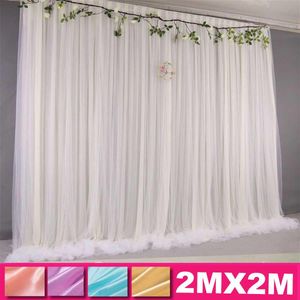 Wedding Party Backdrops Drape Silk Gauze Curtain White Cloth Gauze Net Wedding Photo Booth Panels Background Decoration
