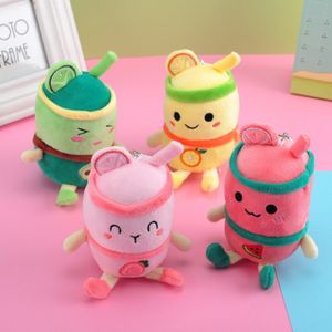 15cm Cute Boba Keychain Soft Plush Toy Pendant Stuffed Fruit Milk Tea Cup Plushes Keychain Kawaii Backpack Bag Decor Birthday Gifts for Girls Kids