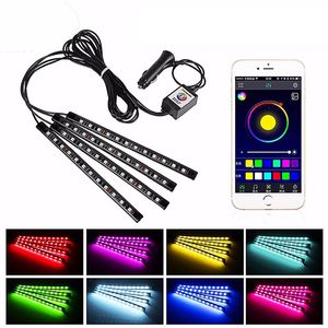 Carro RGB LED LED LEDS TIPS LUZES COLORES DE ESTILO DE CARY CARROS DE DOR CARRAÇÕES LIGHAS ATMOSFERAÇÃO ILUMPLAÇÃO INTERIOR COM REMOTES 12V OEMLELD