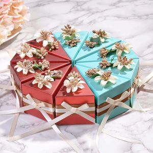 Present Wrap 5st Candy Wedding Boxes Liten Fresh Cake Round Box Packaging Sugar Chocolate Bag Cone Födelsedagsfest Giveaways Engagemen