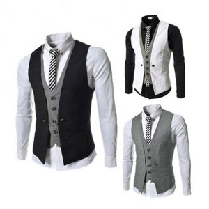 Mens Vests Solid Color Vest Men Dress Suit Vest Singlebreasted Slim Waistcoat Men Wedding Dress Suit Vest chaleco hombre weste herren 230313