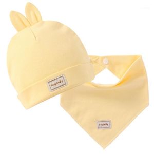 Hair Accessories Baby Cap Bibs Set Elastic Double Layers Cotton Caps Saliva Towel 2 Pcs Infant Burp Cloths1