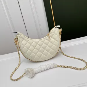 Lady Designer Hobo Crossbody Moon Bags In 5 Colors and 2 Size Lambskin Leather With Vintage Leather/Gold Hardware Chain