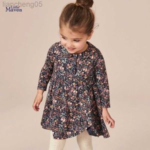 Girl's Dresses Little maven 2023 Baby Girls Spring and Autumn Clothes Long Sleeves Dress Cotton Pretty and Comfort for Kids 2-7year W0314