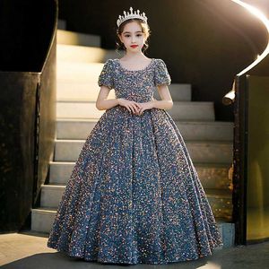 Vestidos de menina Princesa Vestido longo meninas de lantejoulas de aniversário casamentos bail