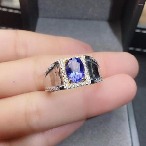 Cluster Rings Anniversary Present Natural and Real Tanzanite Luxury Ring Gemstone 925 Sterling Silver Fine SMEE sach