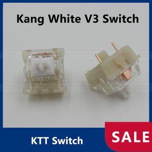 KTT Switch Kang White V3 Anahtarlar 3pins 43G Doğrusal Mekanik Klavyeler Hafif Dokunlu Oyun RGB Uyumlu MX Anahtarları Özelleştir
