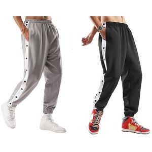 Erkek Pantolon Adam Gündelik Jogger Pantolon Dipler Yan Bölünmüş Düğme Çizgili Sweetpants Moda Erkek Sporları Çalışma Basketbol Pantolon Pantolon 230313