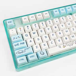 129 Key Cap PBT SYE-SUB XDA-profil Söt hundnyckel för MX-switchar DIY Anpassade spelmekaniska tangentbord Bule Keycaps