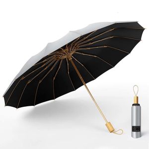 Guarda -chuvas fortes resistentes ao vento 3Folding 16K Manual Umbrella Men Parasol Mulheres Rain grandes guarda -chuvas Super Sun Protection e UV 230314