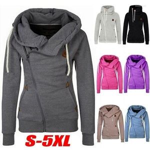 Kvinnors hoodies kvinnor tröja hösten vinter vänd ner krage huva pullover sida blixtlås jacka rockar tröjor tracksuit joggar