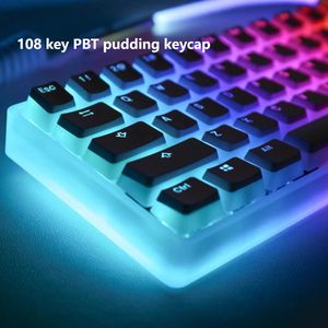 Novo PBT 108 Keys Pudding Keycaps para Cherry MX Switch Mechanical Keyboard OEM Backlight Gaming Capt Brown Red Black Blue