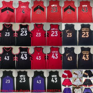 4 Scottie Barnes Jersey sydd basket 43 Pascal Siakam Jerseys New Black White Red City Shorts