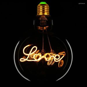 Retro LED -glödlampa G125 Edison med dekorativ kärleksform Filament Vintage Night Light Valentine's Day Present