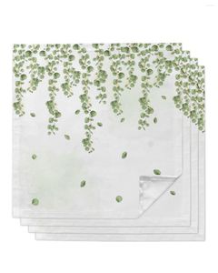テーブルナプキン水彩ユーカリの葉の葉の緑の緑4/6/8pcsキッチン50x50cmナプキン料理を提供するホームテキスタイル製品