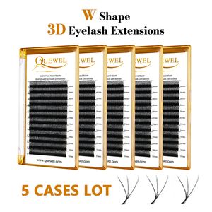 Makeup Tools Quewel W Style Premade Volume Eyelashes 5st 3D W-form Faux Mink False Eyelash Extensions CCCDDD Privat Label 230314