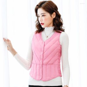 Women's Vests Gowyimmes Autumn Winter Warm Women Light Thin Cotton Tank V-neck Sleeveless Jackets Coats Female Parkas Bottomings PD825