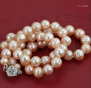 Цепи 9-10 мм моды культивированные пресноводные жемчужины круглый белый розовый ожерелье 18 