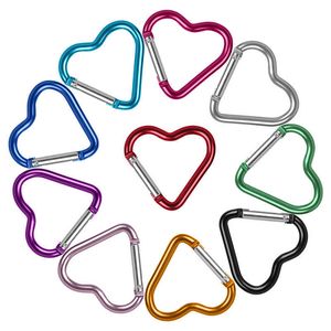 Keychains 2st/Set Heart-Shed Aluminium Carabiner Key Chain Clip Outdoor Keyring Hook Water Bottle Hanging Bule Travel Kit Accessories L230314