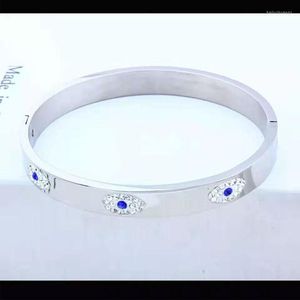 Bangle 8MM Devil's Eye Crystal Cuff For Woman Girl Stainless Steel Bracelet Wristband Charm Fashion Jewelry