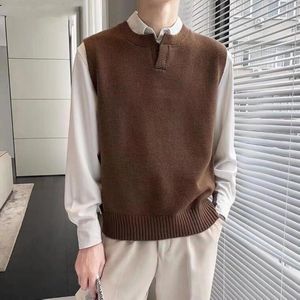 Kamizelki męskie Trendy czysty kolor anty-palujący mężczyźni kamizelka sweter ciepły pullover