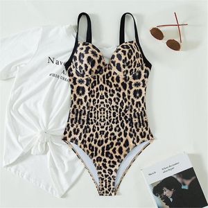 Damenbadebekleidung 2023 Sexy Leopared Gedruckter Bügel BH Cup Frauen Einteiliger Badeanzug Weibliche Monokini Badende Badeanzug Schwimmen K3262