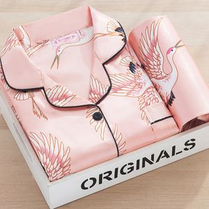 Pijamas de cetim de seda de roupas de dormir feminino Conjunto de pijamas de manga longa de manga longa Pijamas Terne Sleep Feminino Duas peças Loungewear Plus Size 230314