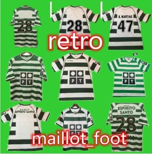 #28 C Ronaldo Sporting Lisbon Retro 2001 2002 Koszulki piłkarskie 01 02 Vintage Maillot Queresma Camisa de Futebol M Niculae Football GG