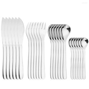 Servis uppsättningar 16/24 silverbestick set knivgaffel plattformssked rostfritt stål färgglada hushållskokare
