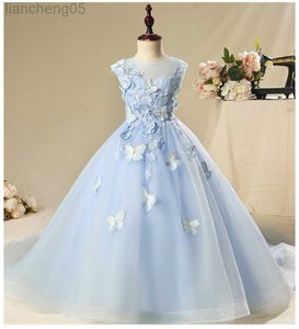 Abiti da ragazza Abito di Natale per ragazze di lusso per abito da sposa e da festa Abito da principessa per comunione Elegante Appliques Flower Girl Prom Come W0314