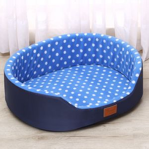 kennels pens Pet Bed Warm Dot Pattern Top Quality Dog House Sofa Kennel Soft Fleece Casa Cat Mats for Gatos Small Dogs Accessories 230314