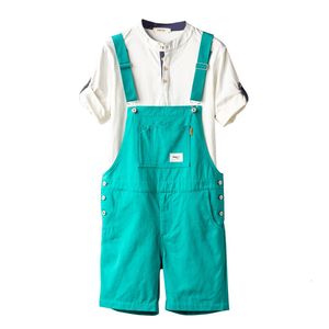 Men s Shorts Summer Overalls For Men Bib Jumpsuits Cotton Straight Loose Red Orange Yellow Khaki Male Solid Casual Pants Clothing 230314