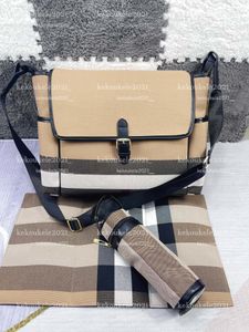 Klassisk rutig blöjväska Hög kvalitet Canvas Mommy Bag Maternity Shoulder Bag Maternskap Lagring Nappy Stackers 3st/Set