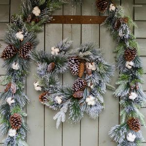 Flores decorativas Pátio de natal decoração artificial PE FALK PLANTAS PINE PINE Garland Tree pendurada Trines para decoração de parede em casa