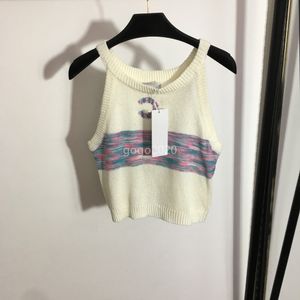 23SS Women Designer T Shirt Vest Knits tee med brevmönster halter skördetoppar mlian banan high end anpassad lyx varumärke stretch ärmlös kamisol jumper pullover