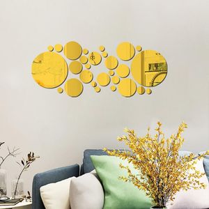 Wall Stickers 32pcs/set Geometric Size Round Shape Acrylic Mirror DIY Wallpaper Home Decor Living Room Study Office Simplicity