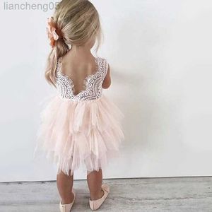 Vestidos para meninas Verão Crianças Meninas Vestidos Renda Flor Bebê Menina Roupas de Malha Meninas Tule Tutu Vestidos Princesa Vestidos De Festa De Casamento W0314