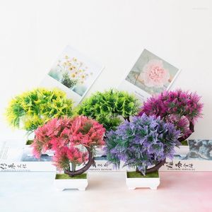 Fiori decorativi 1pc Fiore simulato Pianta verde finta Erba persiana in vaso Vaso di fiori in plastica Giardino artificiale Prodotti per la decorazione della casa