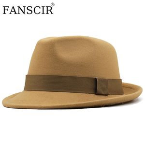 Breda randen hattar hink hattar breda grim ull fedora hatt män svart vit västerländsk vinter klassisk cowboy hatt derby panama bröllop kyrka jazz hattar för kvinnor 230314