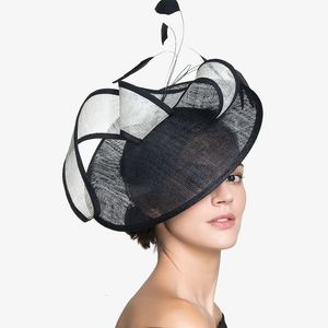 Chapéus de borda a mesquinhe fascinadores fascinadores festas de milinery wedding sinamay fedora capacete acessórios de cabelo da igreja 230313