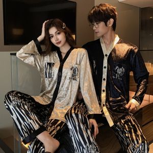 Женская одежда для сна QSROCIO Женская пижама набор пары Velvet Sleepwear Zebra Print Casual Homewear Мужчины ночная одежда роскошная цветовая пара пижама Femme 230314