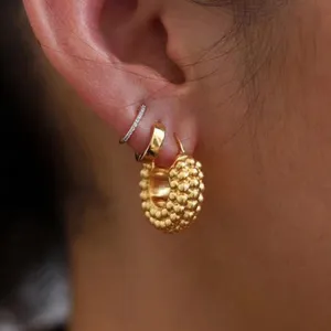 Botiega Halat Serisi Küpe Designer Studs Kadın için Dungle Gold kaplama 18k T0p Kaliteli Moda Takı Resmi Repuctions Klasik Stil Zarif Hediye 052