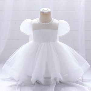 Mädchen Kleider Weiß Grandeur Puff Sleeve Prinzessin Kostüm 2023 Mode Ballkleid 9M-5Yrs Kinder Vestidos Für Geburtstag Party