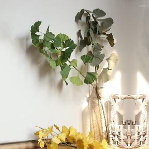 Dekorativa blommor gröna konstgjorda blad stora ginkgo bladväxter väggmaterial falska för hembutik trädgård fest dekor 75 cm