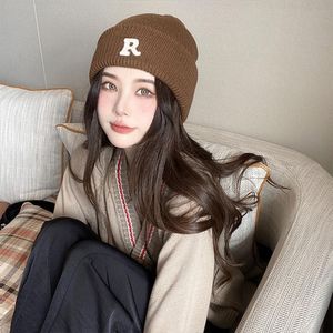 Beanies Beanie/Skull Caps Lovely Korean Version Par Letter R Solid Color Melon Hat Women Sticked Cold Clothes Accessories