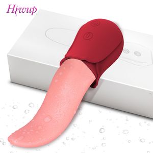 Vibratorer 10 hastigheter realistiska slickande tunga rosvibratorer för kvinnor bröstvårtor klitoris stimulering sexleksaker för vuxna kvinnliga par 230314